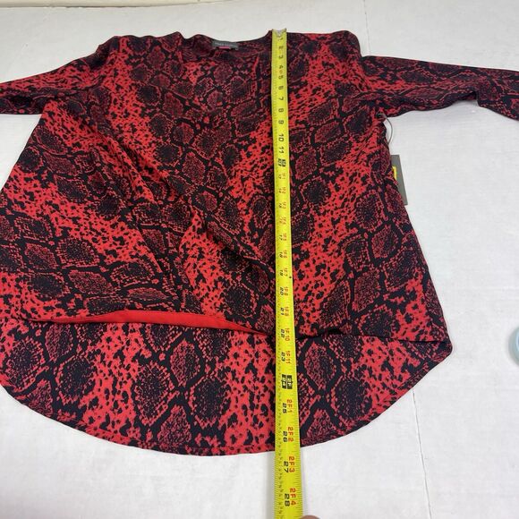 VINCE CAMUTO Womens Snake Print Balloon Sleeve Top XS Red Dark Romantic Vixen - Picture 10 of 11
